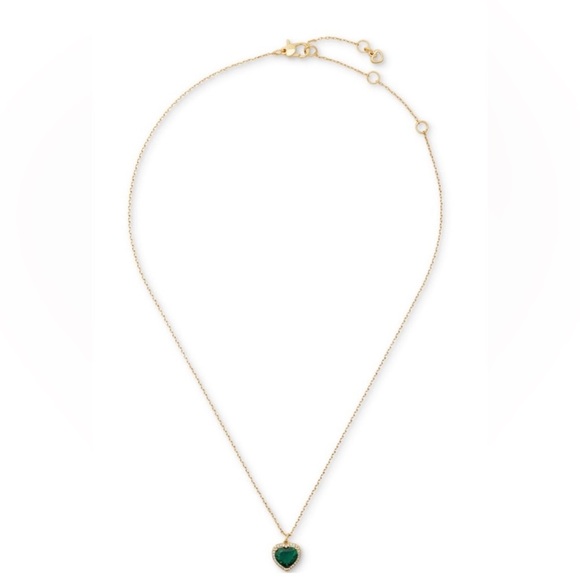 Kate Spade My Love Pave - Gold & Emerald Heart Necklace “MY LOVE” - Picture 3 of 3